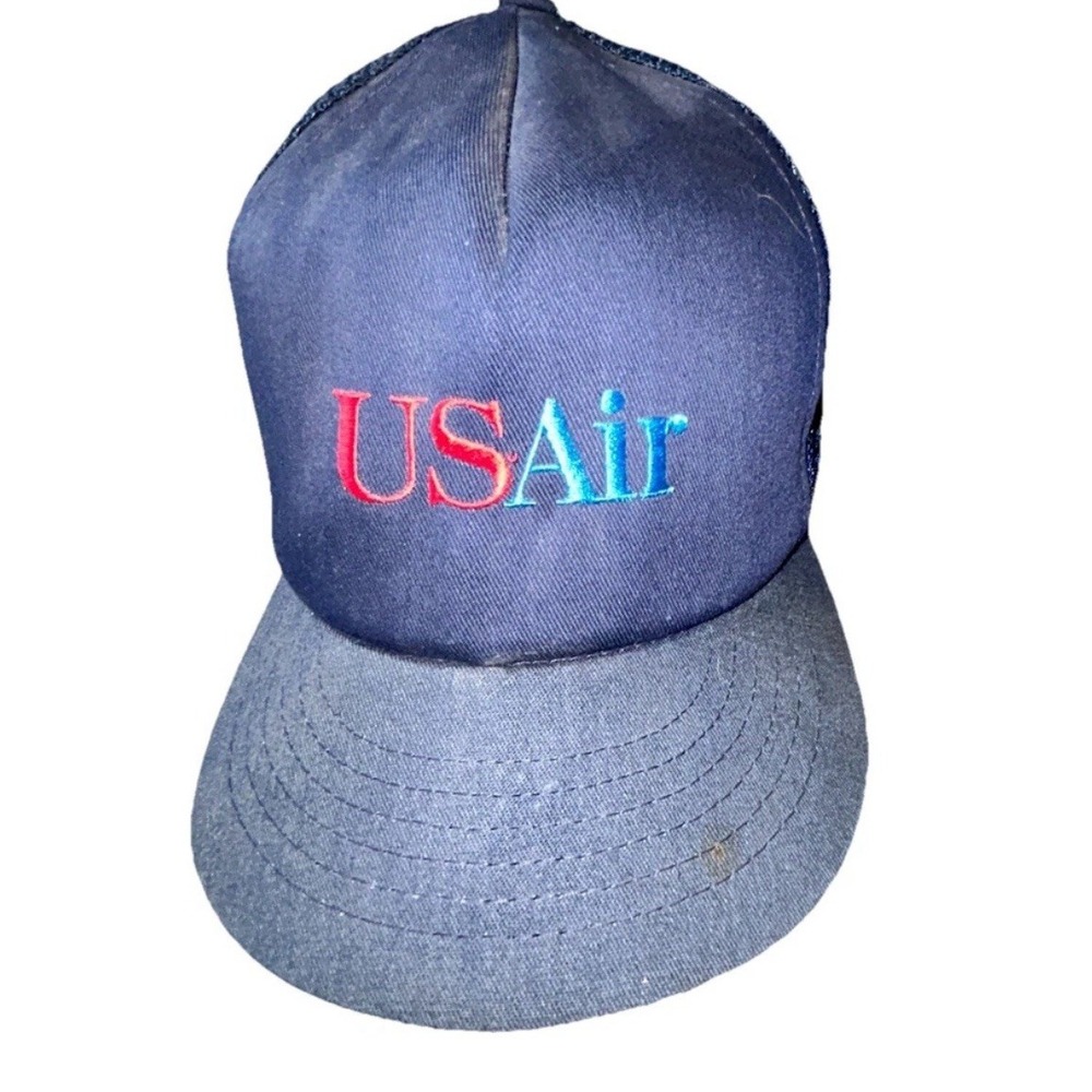Vintage 80's Corduroy US Air Snapback Hat Baseball Cap Blue Made In USA